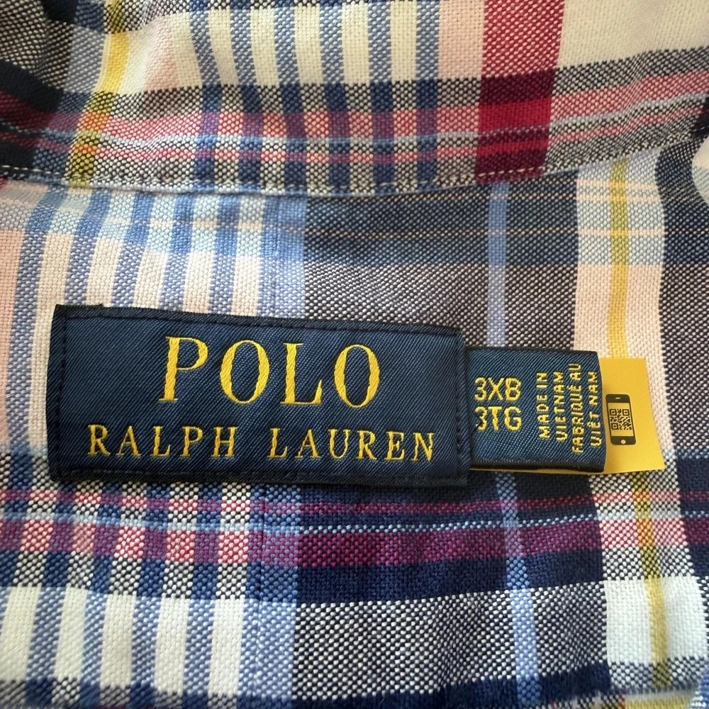 Polo Ralph Lauren Shirt Mens 3XB Multicolor Plaid Long Sleeve Button Down Casual